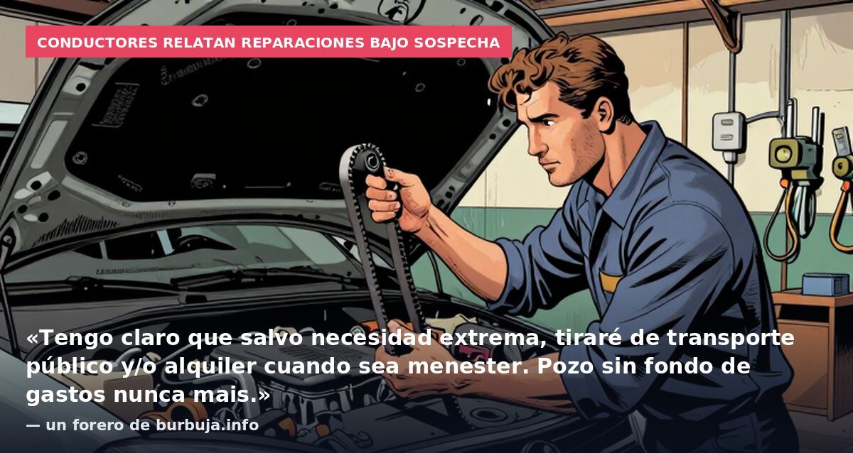 Conductores relatan reparaciones bajo sospecha: «Tengo claro que salvo necesidad extrema, tiraré de transporte público y/o alquiler cuando sea menester. Pozo sin fondo de gastos nunca mais.» — un forero de burbuja.info