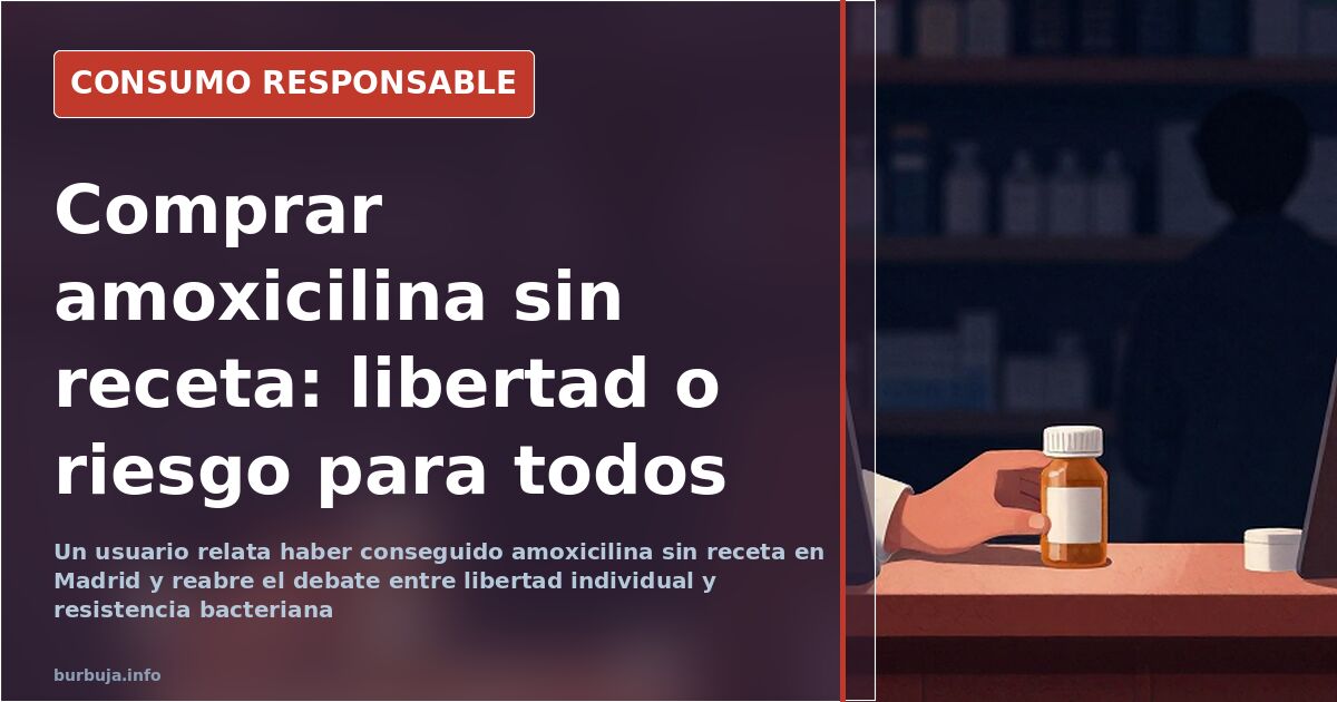 Caja de amoxicilina con receta médica sobre mostrador de farmacia, símbolo del debate sobre la venta de antibióticos sin rece