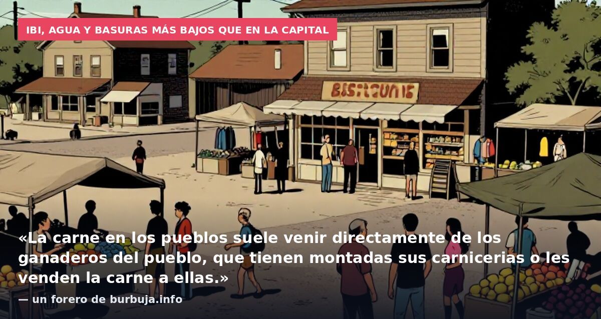 IBI, agua y basuras más bajos que en la capital: «La carne en los pueblos suele venir directamente de los ganaderos del pueblo, que tienen montadas sus carnicerias o les venden la carne a ellas.» — un forero de burbuja.info