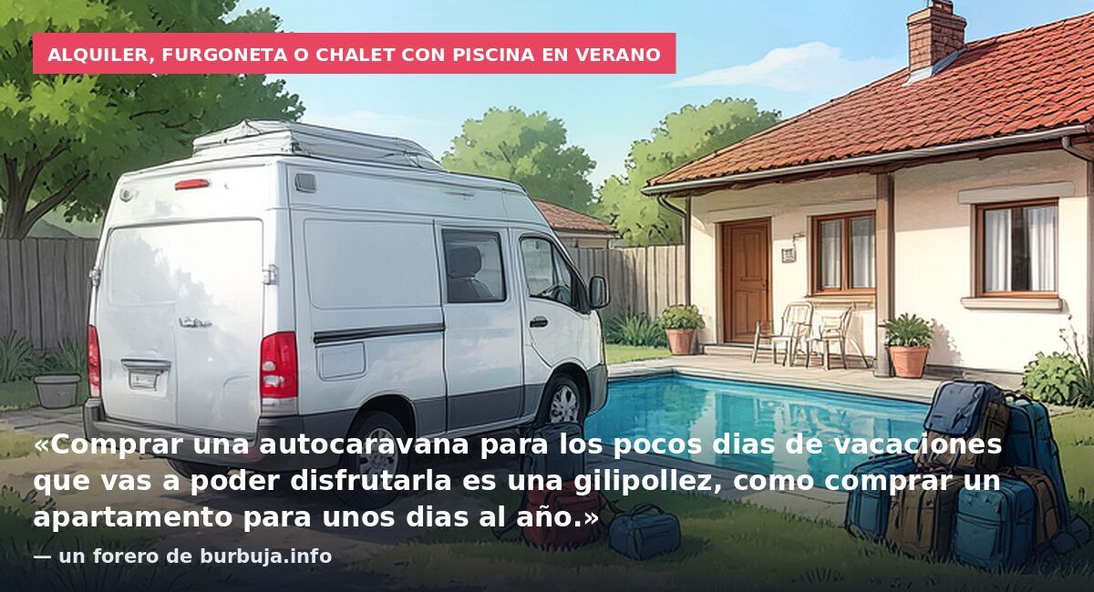 Alquiler, furgoneta o chalet con piscina en verano: «Comprar una autocaravana para los pocos dias de vacaciones que vas a poder disfrutarla es una gilipollez, como comprar un apartamento para unos dias al año.» — un forero de burbuja.info
