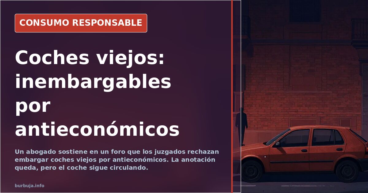 Coche antiguo aparcado en la calle con una anotación de embargo que no impide su circulación