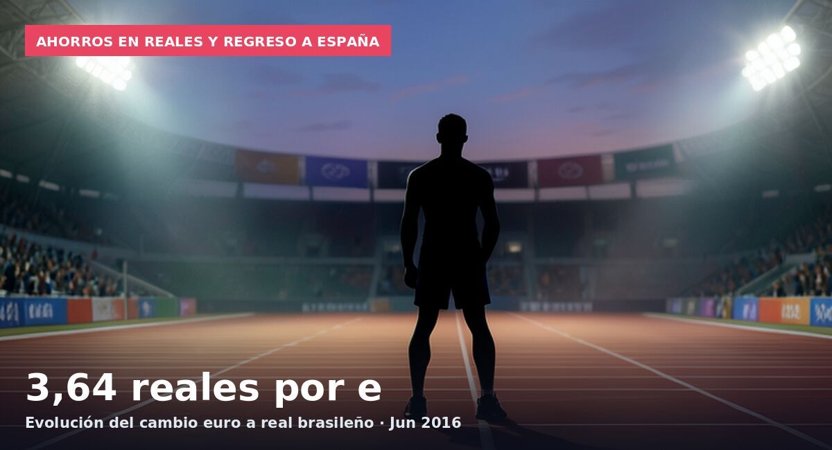 Ahorros en reales y regreso a España: 3,64 reales por e Evolución del cambio euro a real brasileño · Jun 2016