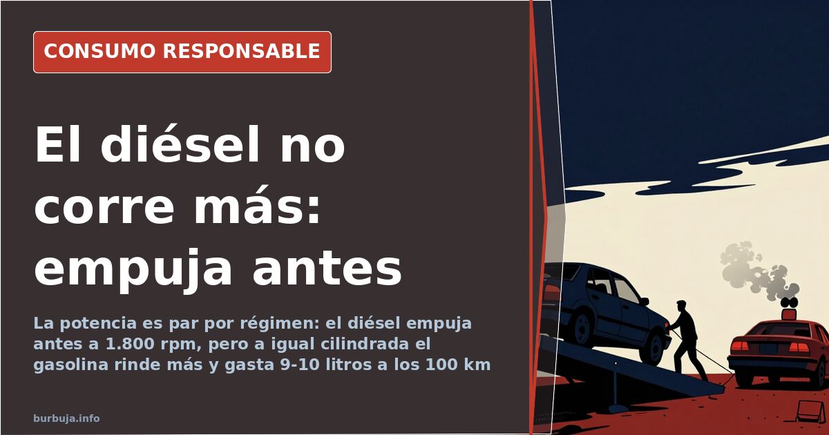 Cuadro de instrumentos de un coche diésel con el cuentarrevoluciones marcando bajas vueltas en plena marcha