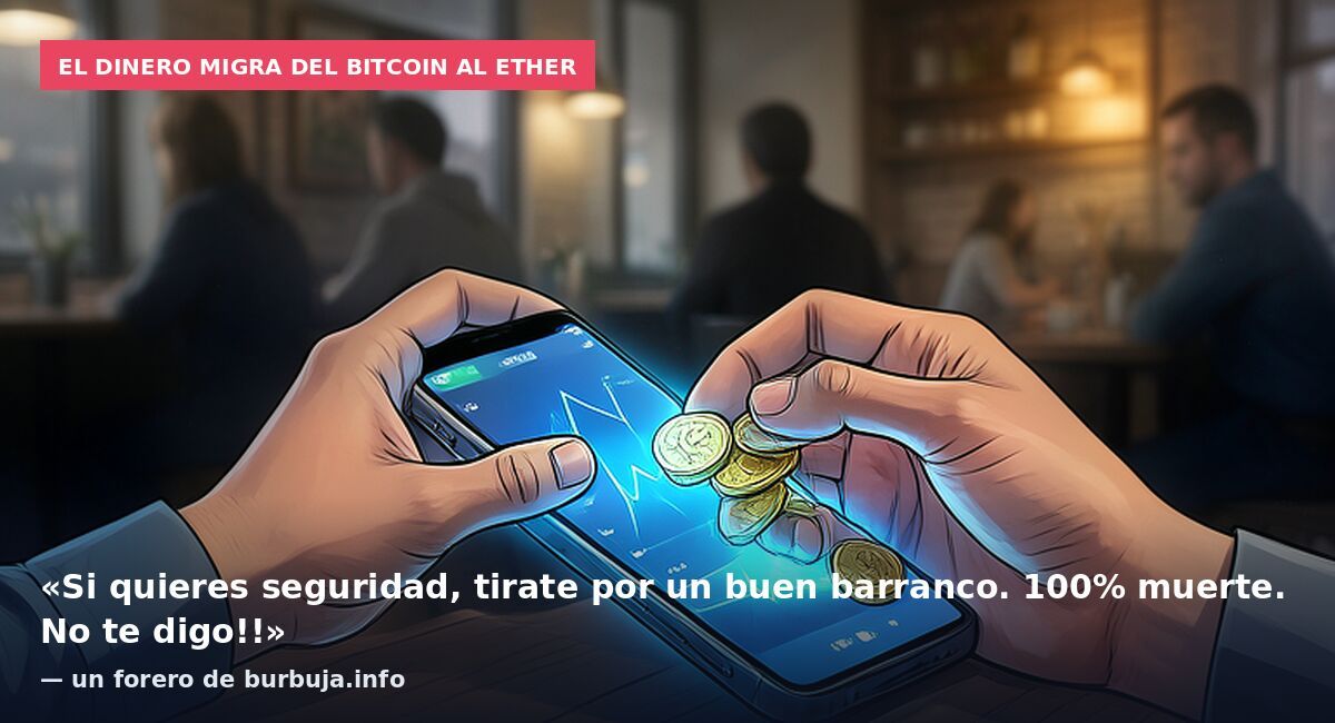El dinero migra del bitcoin al ether: «Si quieres seguridad, tirate por un buen barranco. 100% muerte. No te digo!!» — un forero de burbuja.info