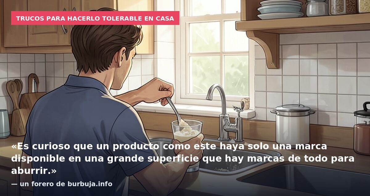 Trucos para hacerlo tolerable en casa: «Es curioso que un producto como este haya solo una marca disponible en una grande superficie que hay marcas de todo para aburrir.» — un forero de burbuja.info