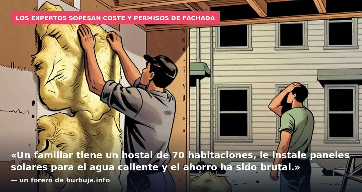 Los expertos sopesan coste y permisos de fachada: «Un familiar tiene un hostal de 70 habitaciones, le instale paneles solares para el agua caliente y el ahorro ha sido brutal.» — un forero de burbuja.info