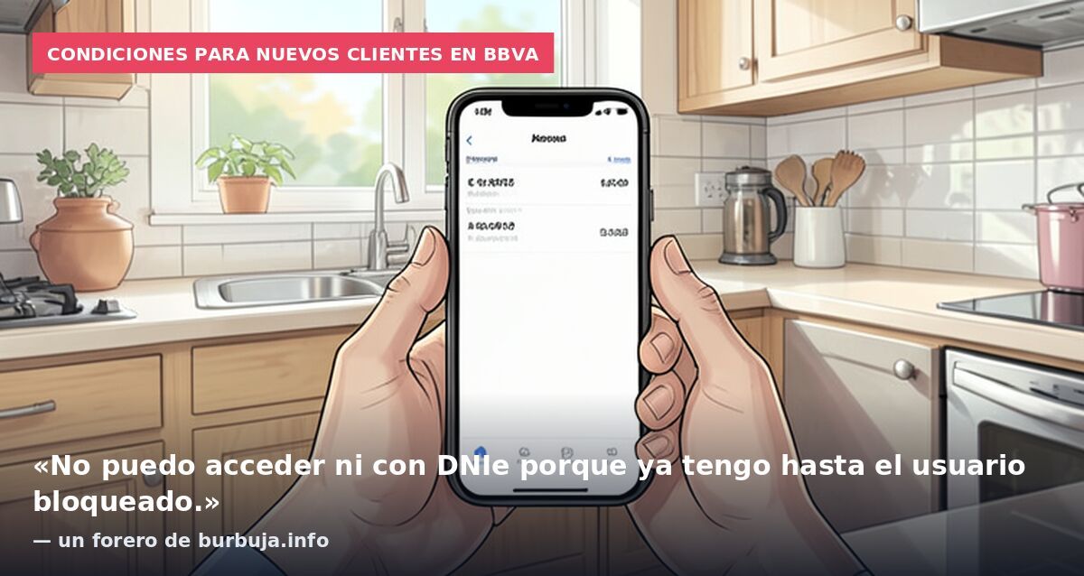 Condiciones para nuevos clientes en BBVA: «No puedo acceder ni con DNIe porque ya tengo hasta el usuario bloqueado.» — un forero de burbuja.info