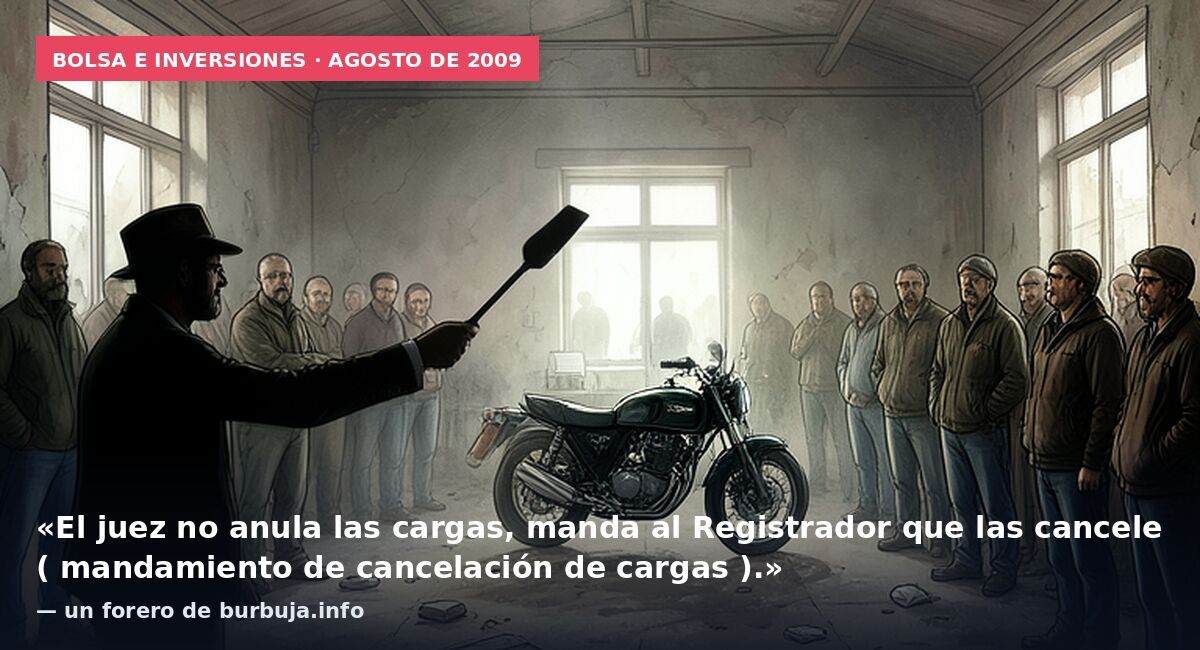 Bolsa e inversiones · agosto de 2009: «El juez no anula las cargas, manda al Registrador que las cancele ( mandamiento de cancelación de cargas ).» — un forero de burbuja.info