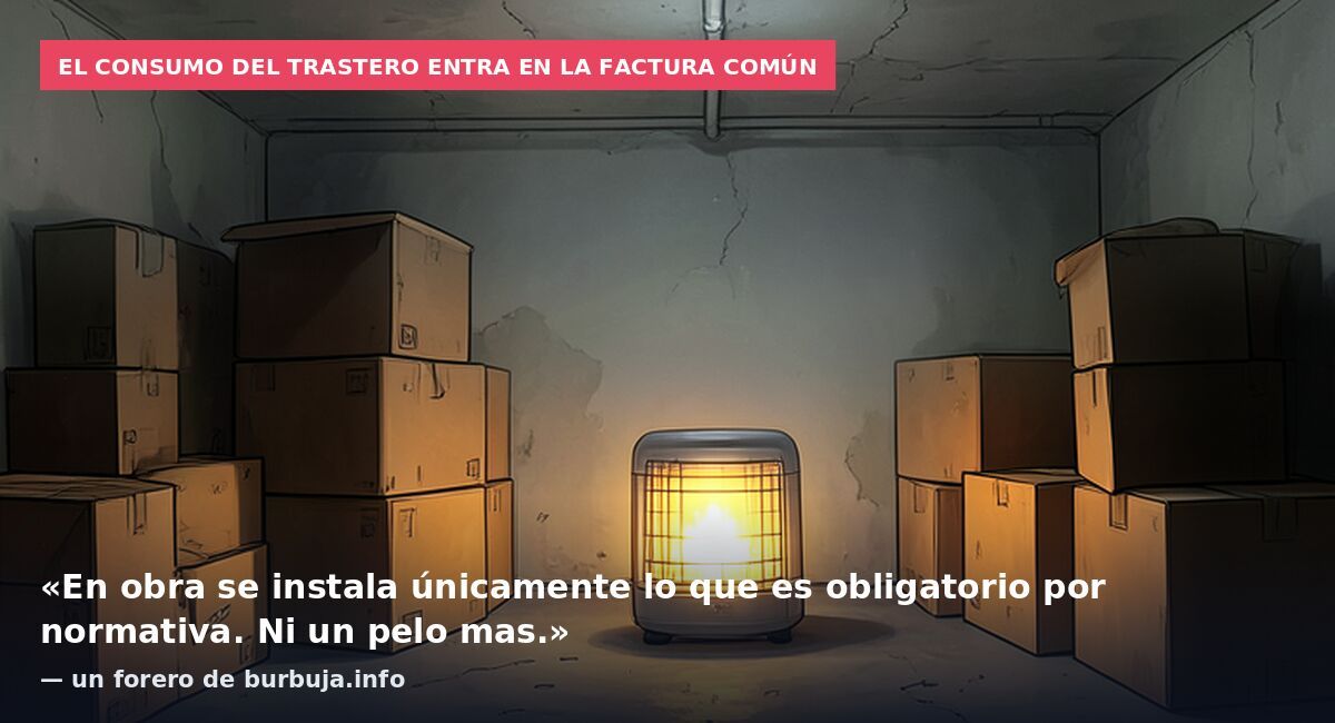 El consumo del trastero entra en la factura común: «En obra se instala únicamente lo que es obligatorio por normativa. Ni un pelo mas.» — un forero de burbuja.info