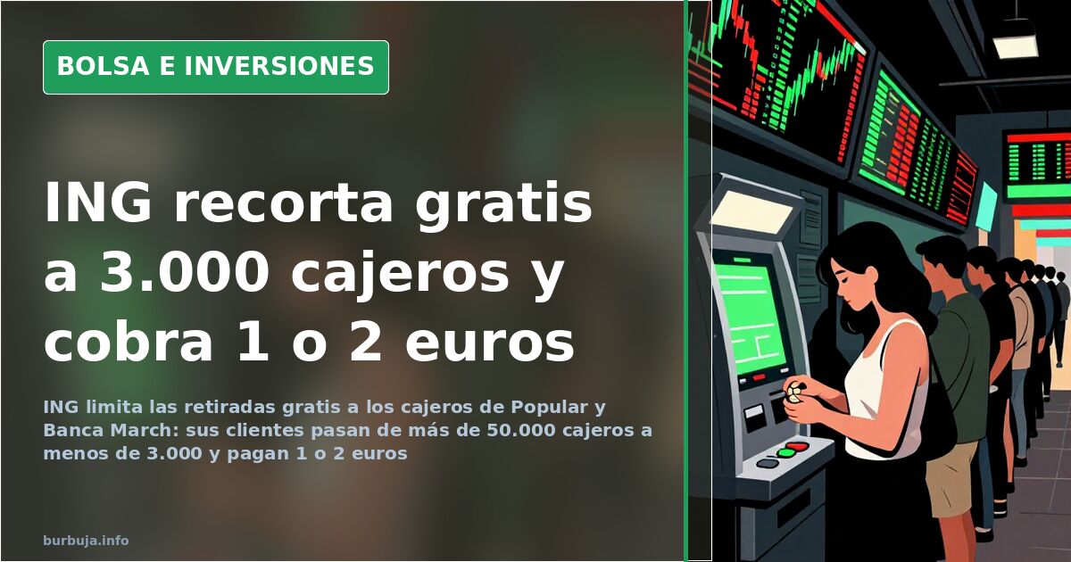 Cajero automático sobre fondo oscuro con gráficos de velas y pantallas de mercado en verde y rojo ilustrando las comisiones b