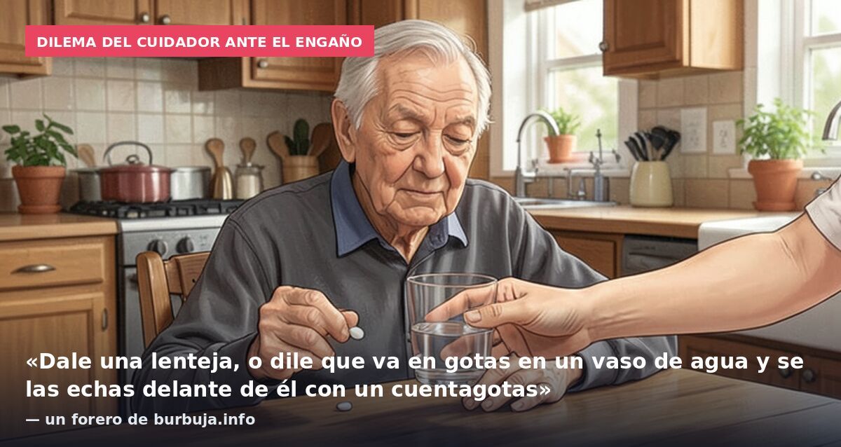 Dilema del cuidador ante el engaño: «Dale una lenteja, o dile que va en gotas en un vaso de agua y se las echas delante de él con un cuentagotas» — un forero de burbuja.info