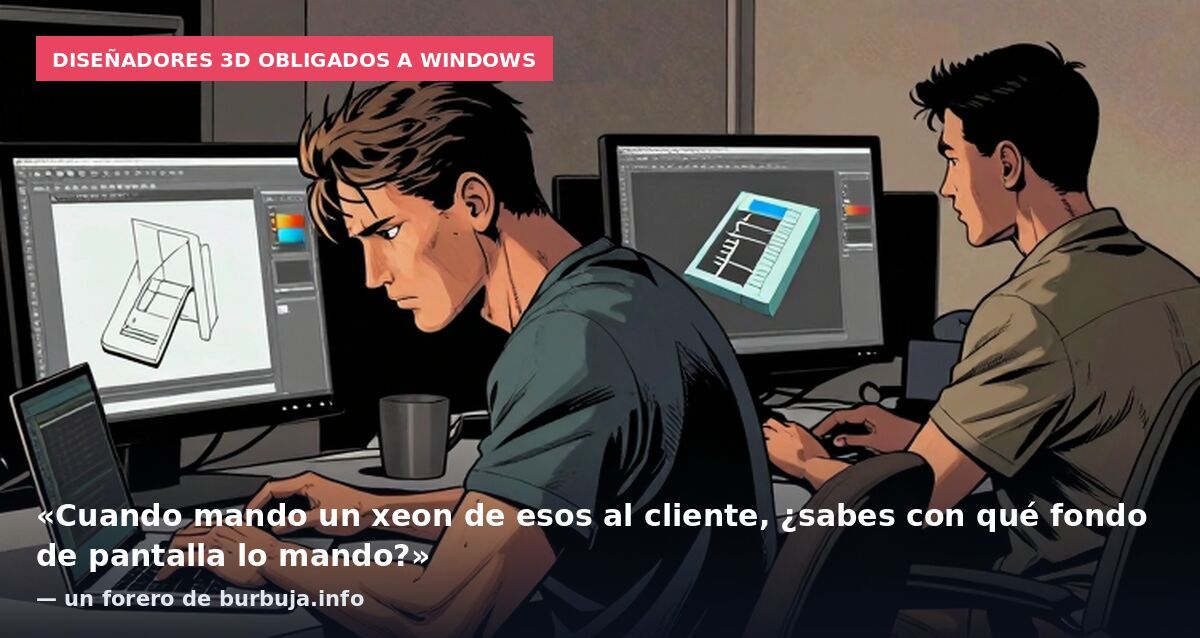 Diseñadores 3D obligados a Windows: «Cuando mando un xeon de esos al cliente, ¿sabes con qué fondo de pantalla lo mando?» — un forero de burbuja.info