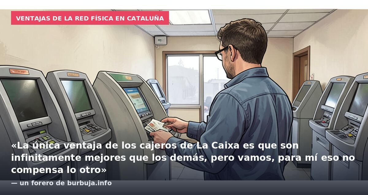 Ventajas de la red física en Cataluña: «La única ventaja de los cajeros de La Caixa es que son infinitamente mejores que los demás, pero vamos, para mí eso no compensa lo otro» — un forero de burbuja.info