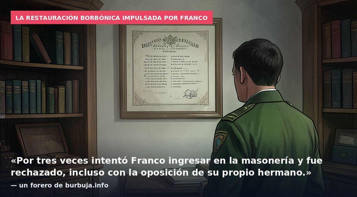 La restauración borbónica impulsada por Franco: «Por tres veces intentó Franco ingresar en la masonería y fue rechazado, incluso con la oposición de su propio hermano.» — un forero de burbuja.info