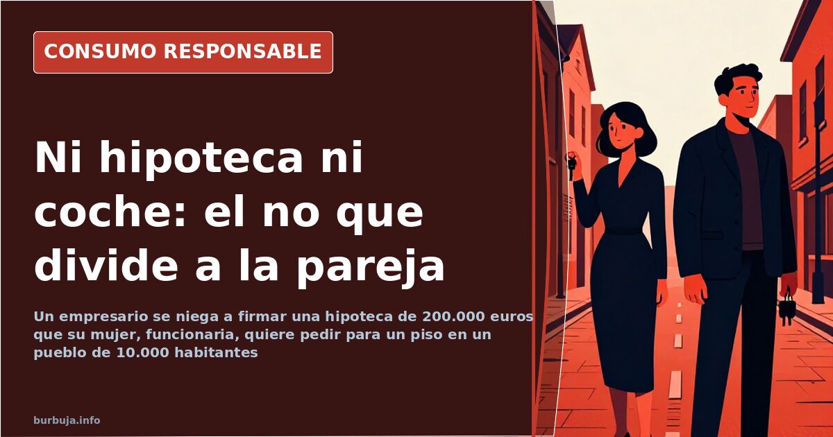 Pareja revisando la compra de una vivienda con hipoteca en un pueblo de 10.000 habitantes
