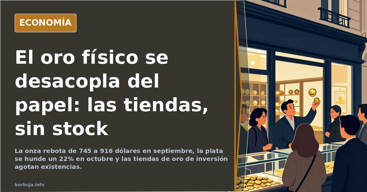 El oro físico se desacopla del papel: las tiendas, sin stock