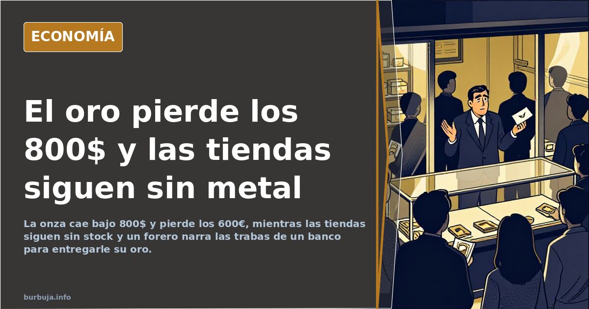 El oro pierde los 800$ y las tiendas siguen sin metal