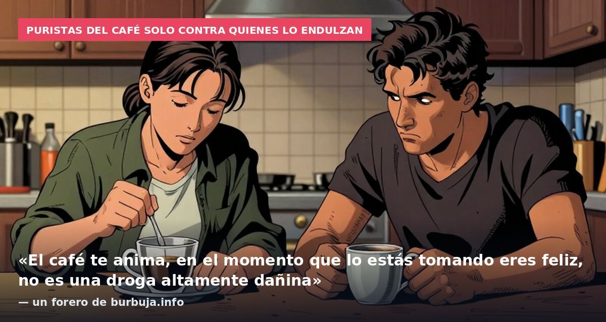 Puristas del café solo contra quienes lo endulzan: «El café te anima, en el momento que lo estás tomando eres feliz, no es una droga altamente dañina» — un forero de burbuja.info