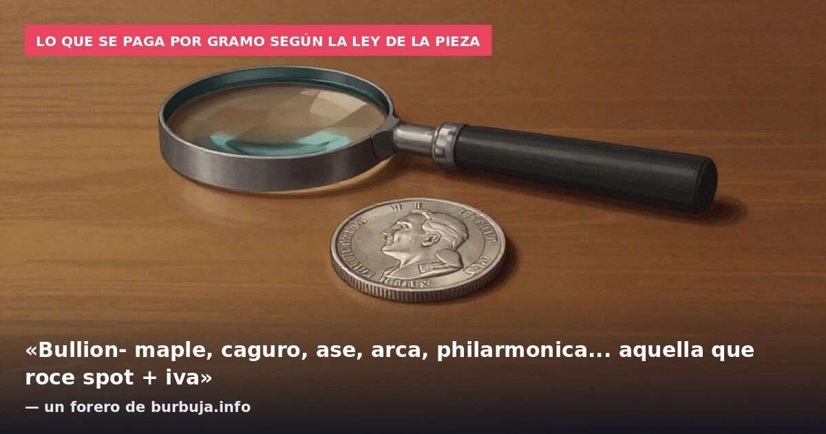 Lo que se paga por gramo según la ley de la pieza: «Bullion- maple, caguro, ase, arca, philarmonica... aquella que roce spot + iva» — un forero de burbuja.info