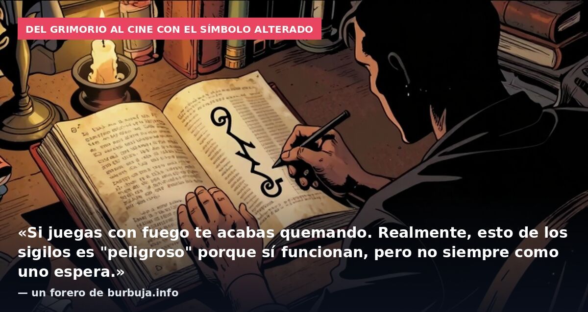 Del grimorio al cine con el símbolo alterado: «Si juegas con fuego te acabas quemando. Realmente, esto de los sigilos es "peligroso" porque sí funcionan, pero no siempre como uno espera.» — un forero de burbuja.info