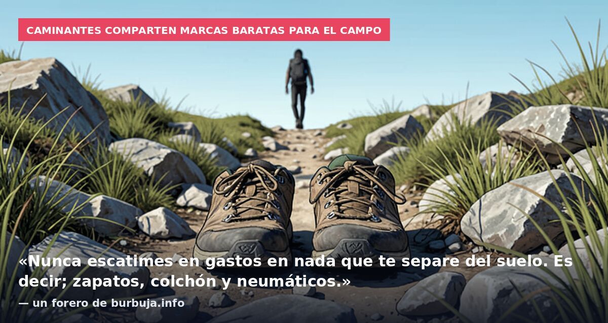 Caminantes comparten marcas baratas para el campo: «Nunca escatimes en gastos en nada que te separe del suelo. Es decir; zapatos, colchón y neumáticos.» — un forero de burbuja.info