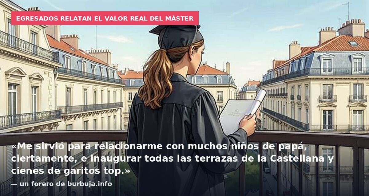 Egresados relatan el valor real del máster: «Me sirvió para relacionarme con muchos niños de papá, ciertamente, e inaugurar todas las terrazas de la Castellana y cienes de garitos top.» — un forero de burbuja.info