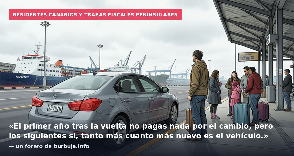Residentes canarios y trabas fiscales peninsulares: «El primer año tras la vuelta no pagas nada por el cambio, pero los siguientes si, tanto más cuanto más nuevo es el vehículo.» — un forero de burbuja.info