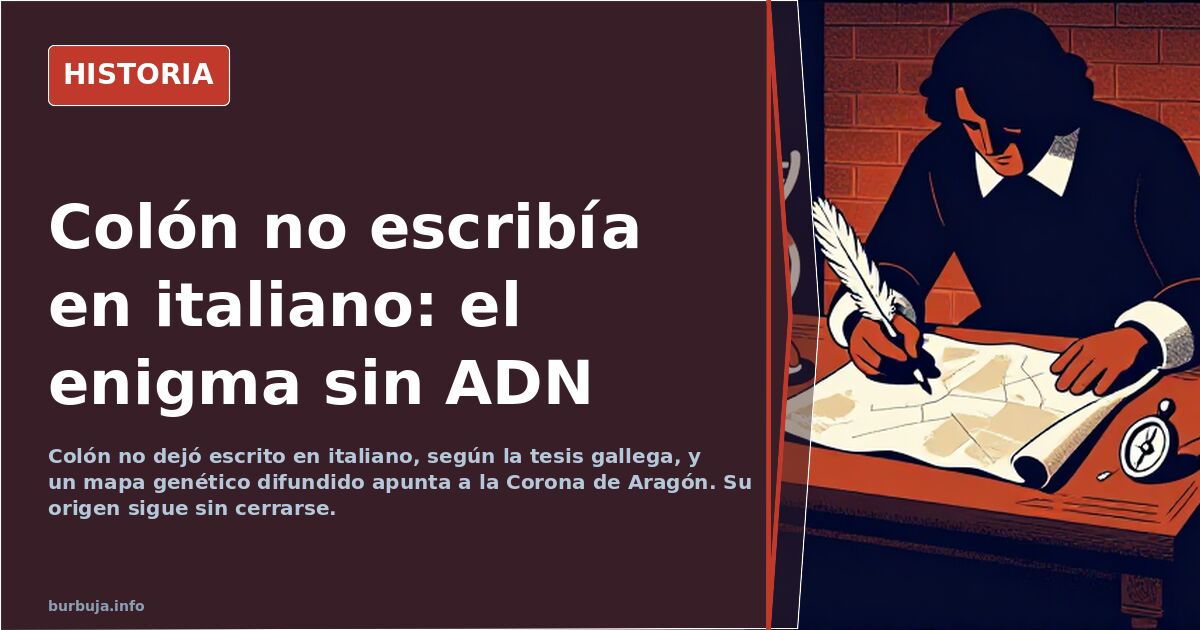 Retrato histórico de Cristóbal Colón junto a mapas náuticos, símbolo del debate sobre su origen genovés, gallego o converso