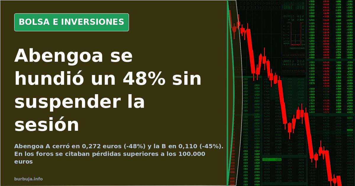 Abengoa A y B caen un 48% y un 45% sin suspensión de cotización