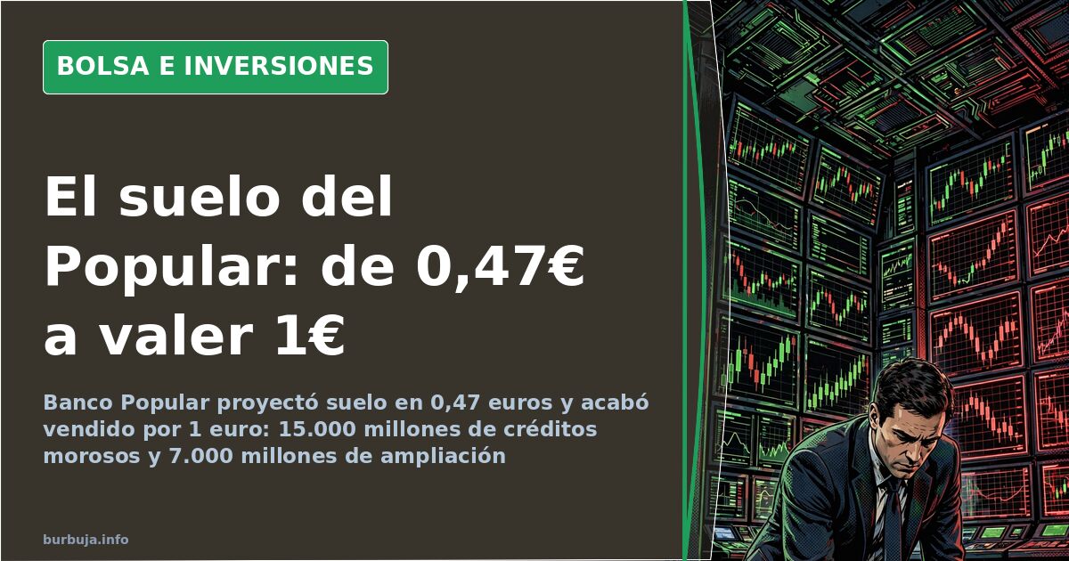 Banco Popular: del suelo en 0,47€ a la venta por 1 euro