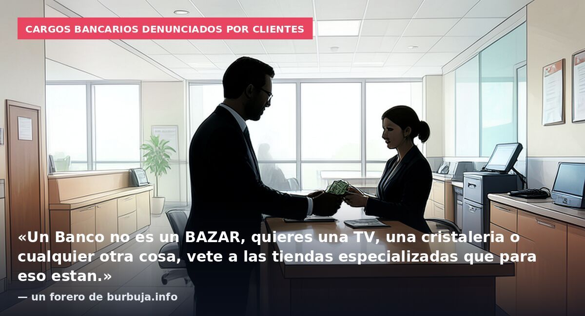 Cargos bancarios denunciados por clientes: «Un Banco no es un BAZAR, quieres una TV, una cristaleria o cualquier otra cosa, vete a las tiendas especializadas que para eso estan.» — un forero de burbuja.info