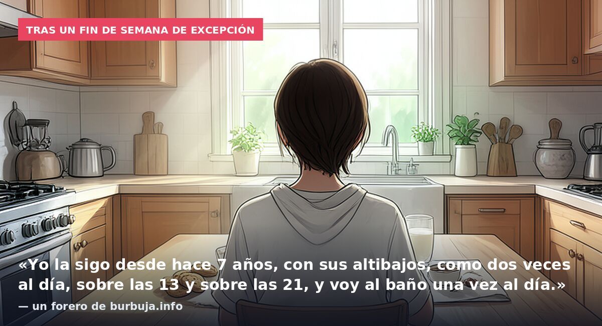 Tras un fin de semana de excepción: «Yo la sigo desde hace 7 años, con sus altibajos, como dos veces al día, sobre las 13 y sobre las 21, y voy al baño una vez al día.» — un forero de burbuja.info