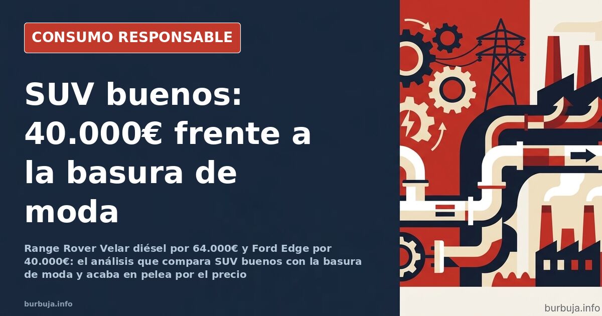 Dos SUV aparcados frente a frente en una carretera, comparando el Range Rover Velar y el Ford Edge y su precio de mercado