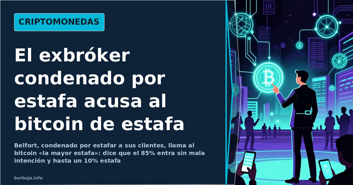 Ilustración futurista de nodos de blockchain y circuitos en cian y violeta sobre fondo oscuro, con el bitcoin como tema centr