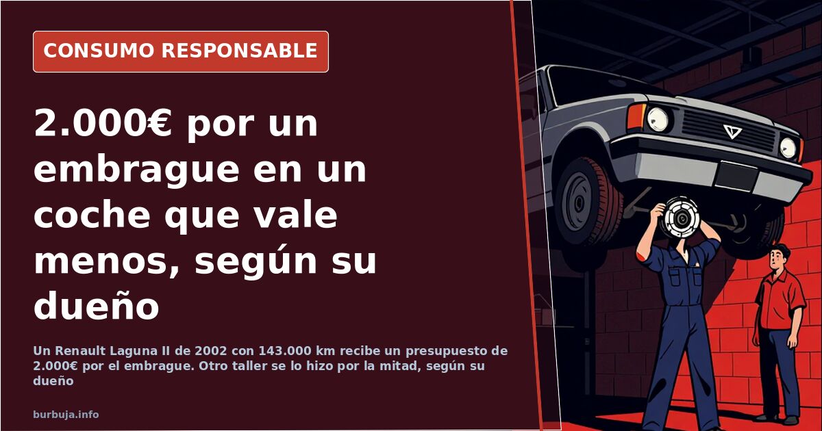 Volante bimasa y kit de embrague desmontados sobre la bancada de un taller mecánico