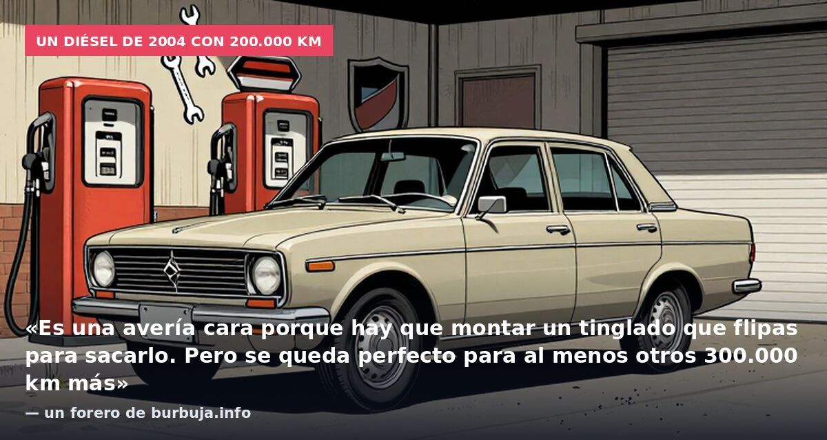 Un diésel de 2004 con 200.000 km: «Es una avería cara porque hay que montar un tinglado que flipas para sacarlo. Pero se queda perfecto para al menos otros 300.000 km más» — un forero de burbuja.info