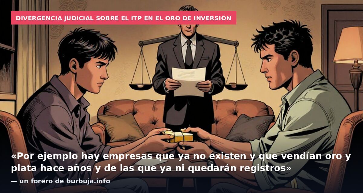 Divergencia judicial sobre el ITP en el oro de inversión: «Por ejemplo hay empresas que ya no existen y que vendían oro y plata hace años y de las que ya ni quedarán registros» — un forero de burbuja.info