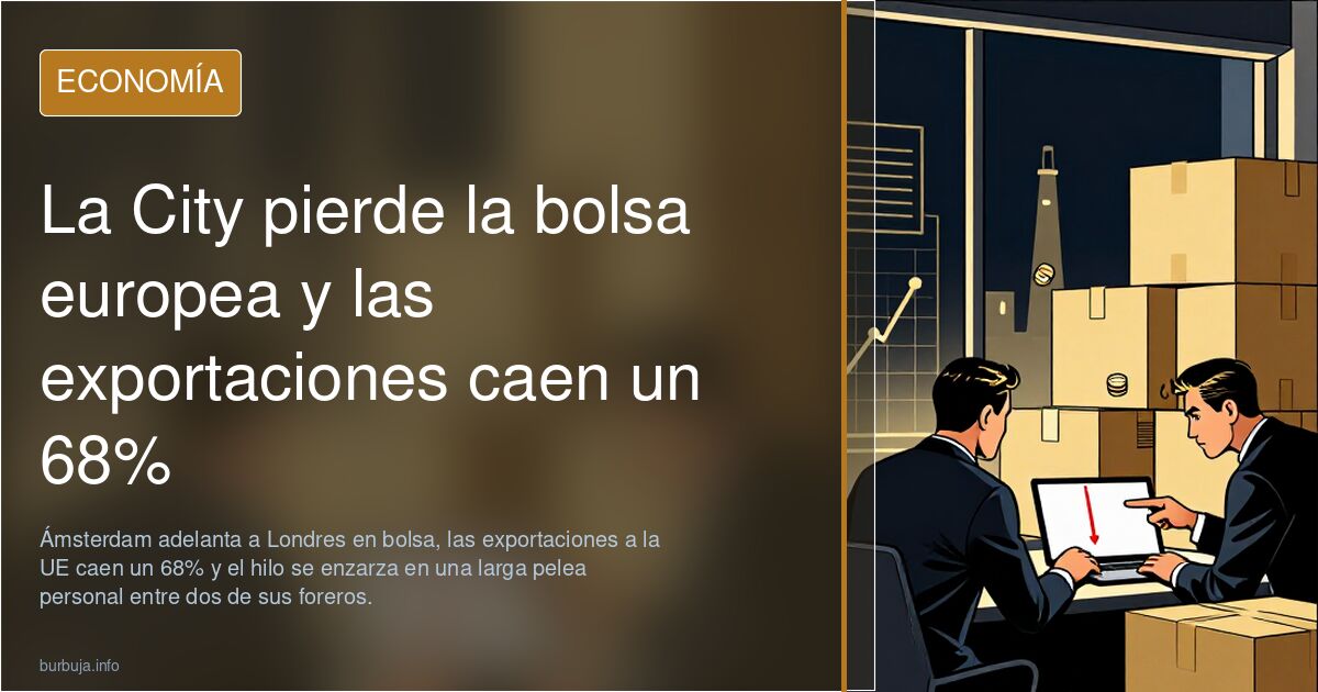 La City pierde la bolsa europea y las exportaciones caen un 68%