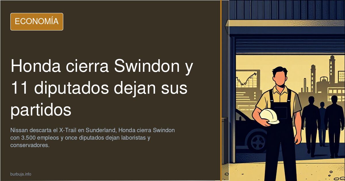Honda cierra Swindon y 11 diputados dejan sus partidos