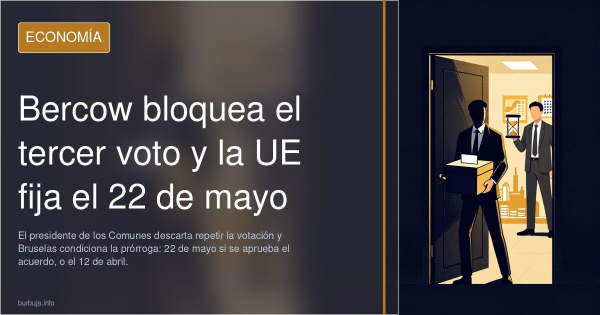 Bercow bloquea el tercer voto y la UE fija el 22 de mayo