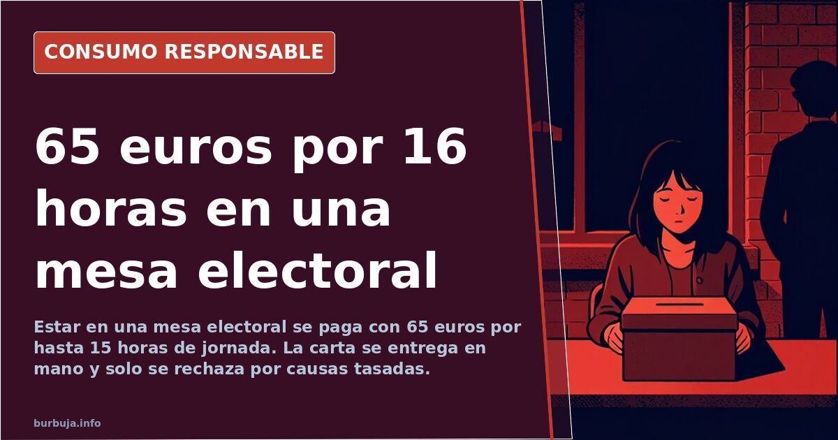 Sobre y papeletas junto a una urna en un colegio electoral, con la carta de nombramiento de vocal de mesa
