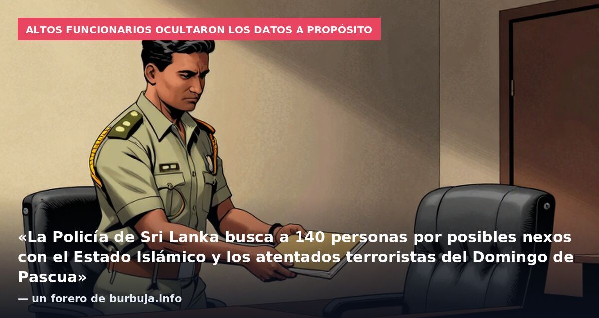 Altos funcionarios ocultaron los datos a propósito: «La Policía de Sri Lanka busca a 140 personas por posibles nexos con el Estado Islámico y los atentados terroristas del Domingo de Pascua» — un forero de burbuja.info