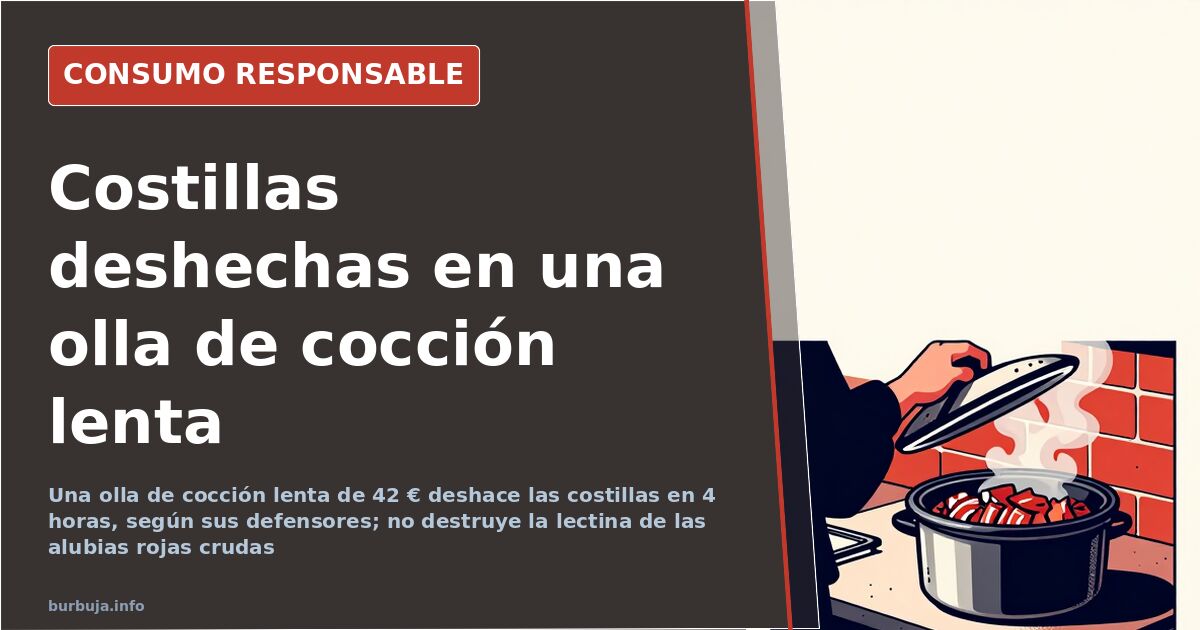 Costillas de cerdo deshaciéndose tras horas de cocción en una olla de cocción lenta