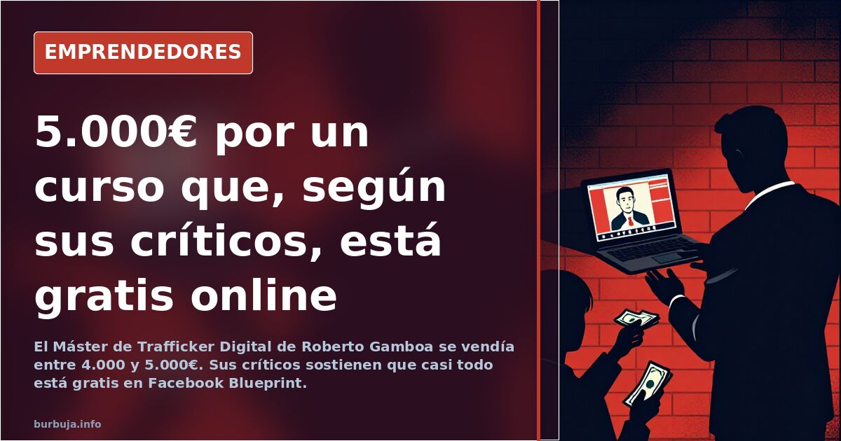 Pantalla con un anuncio del Curso Trafficker Digital de Roberto Gamboa sobre un fondo de campañas de Facebook Ads