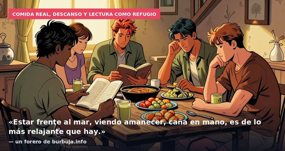 Comida real, descanso y lectura como refugio: «Estar frente al mar, viendo amanecer, caña en mano, es de lo más relajante que hay.» — un forero de burbuja.info