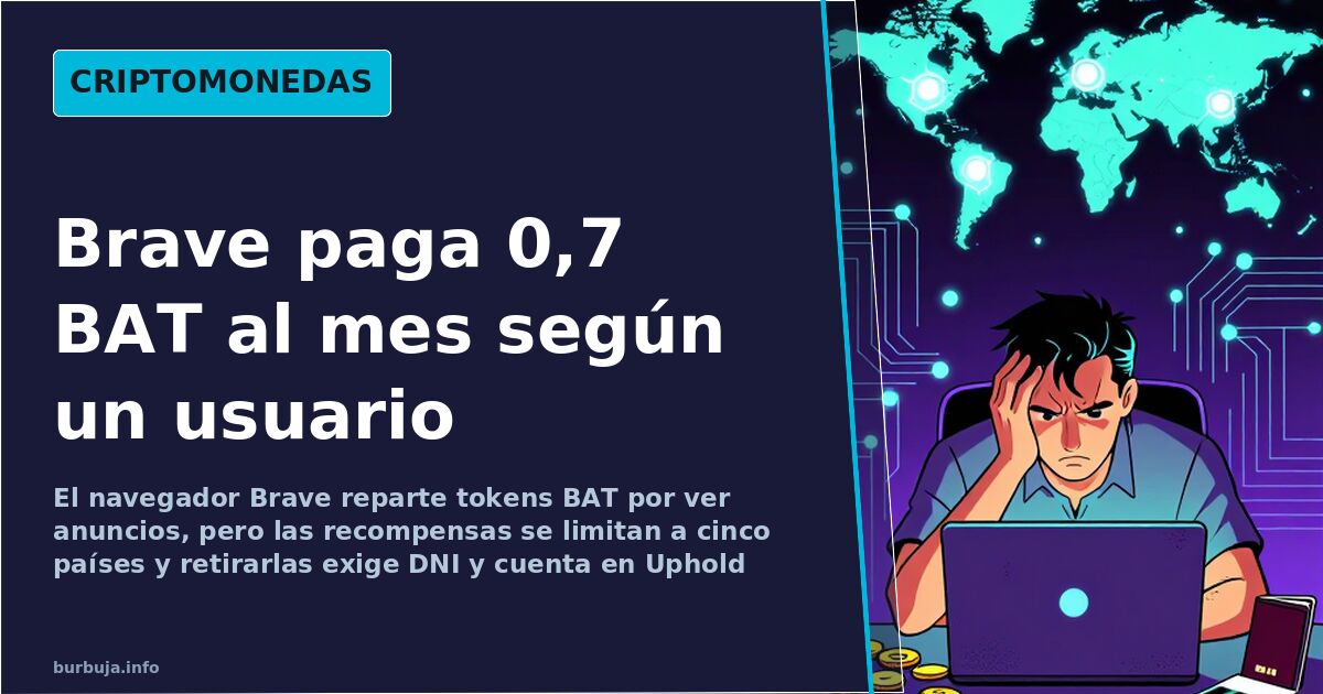 Ilustración digital de nodos de red blockchain y circuitos en azul cian y violeta sobre fondo oscuro, símbolo del token BAT