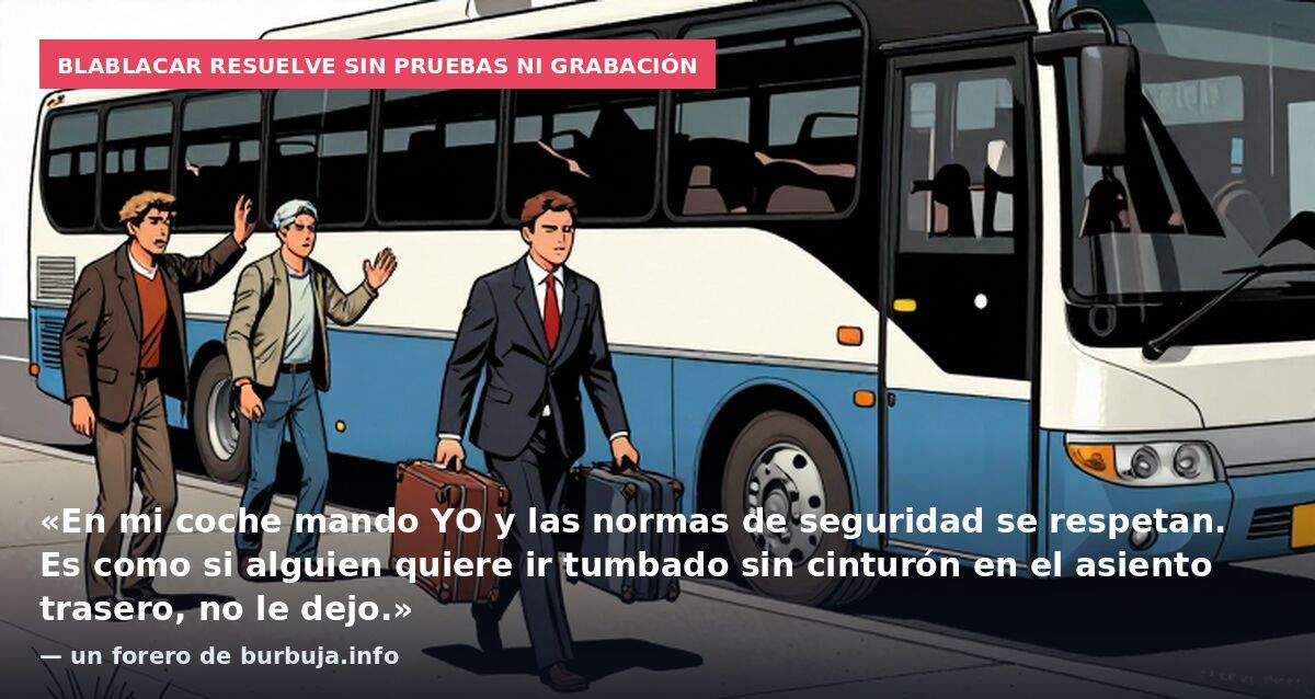 Blablacar resuelve sin pruebas ni grabación: «En mi coche mando YO y las normas de seguridad se respetan. Es como si alguien quiere ir tumbado sin cinturón en el asiento trasero, no le dejo.» — un forero de burbuja.info