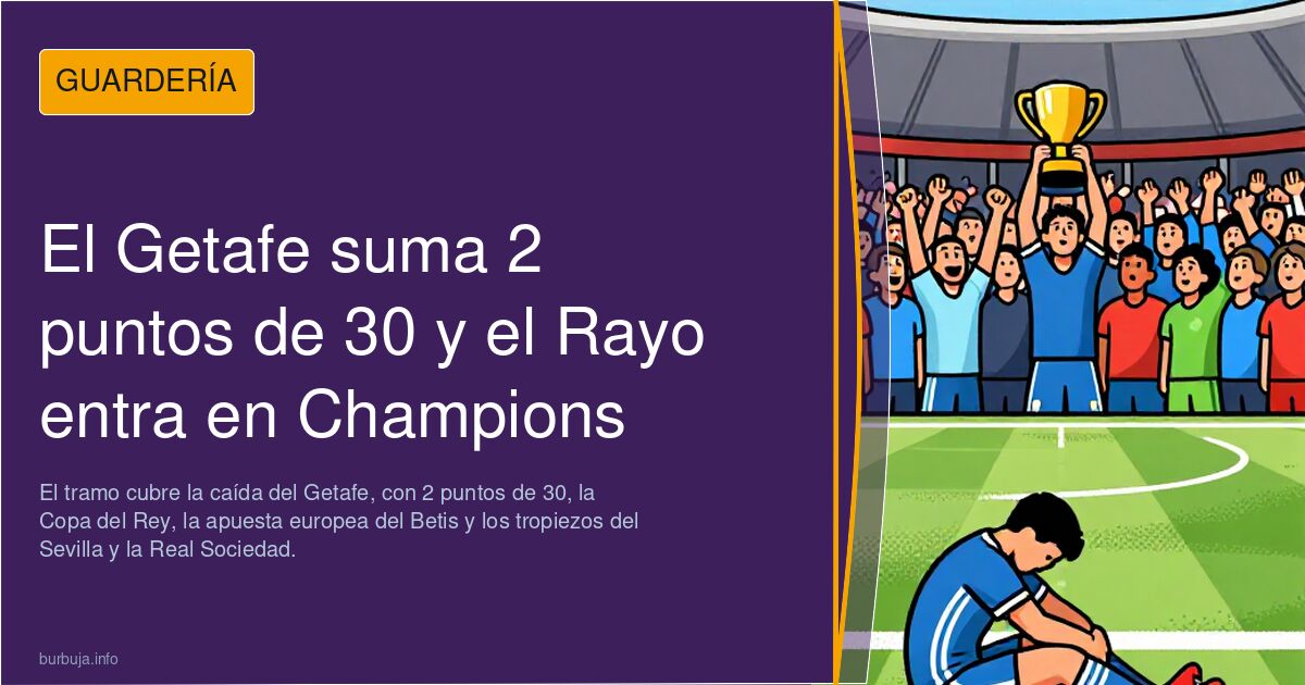 El Getafe suma 2 puntos de 30 y el Rayo entra en Champions