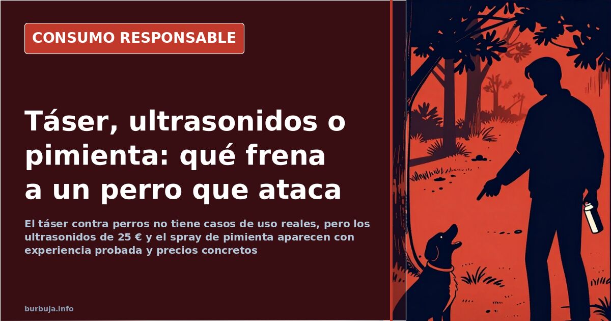Aparato de ultrasonidos para ahuyentar perros junto a un bote de spray de pimienta como alternativas al táser