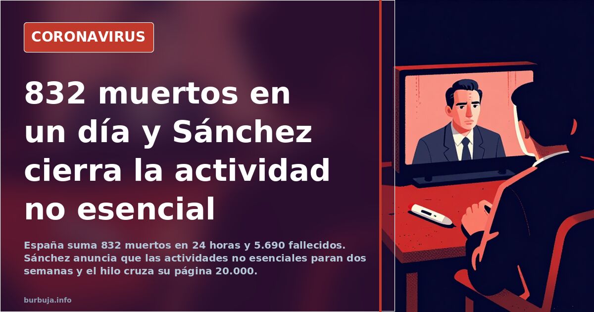832 muertos en un día y Sánchez cierra la actividad no esencial